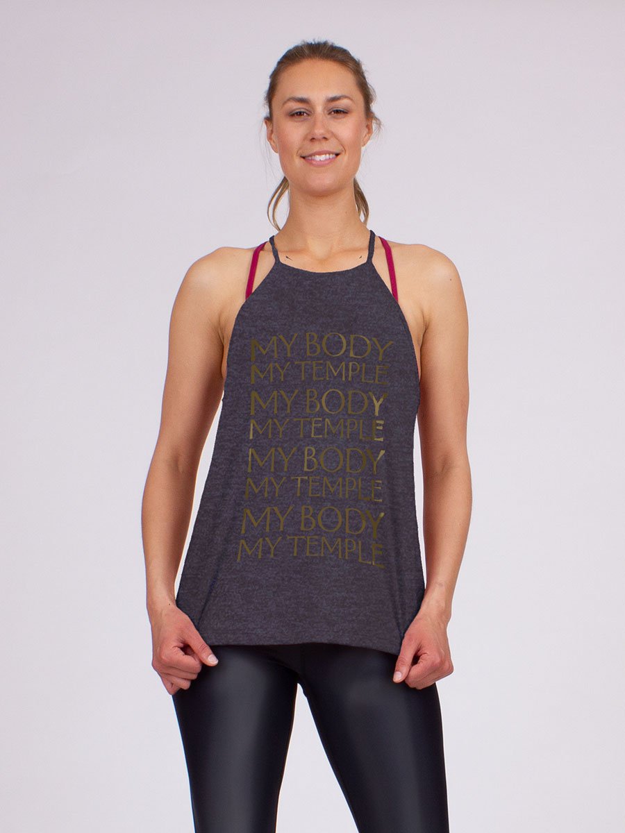 The My Body Yoga Halter in Charcoal